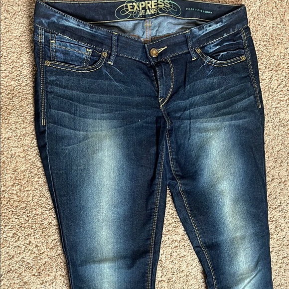 Express Blue Ultra Skinny Jeans - Picture 2 of 7